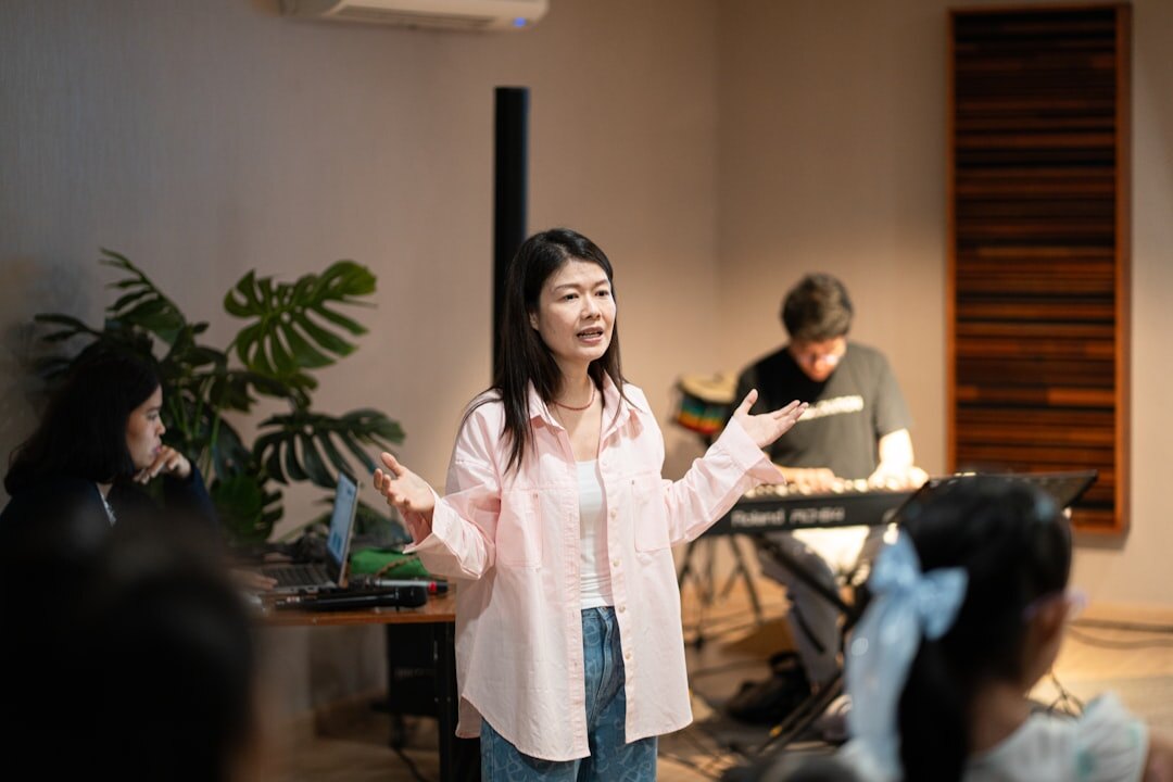 woman practicing speech