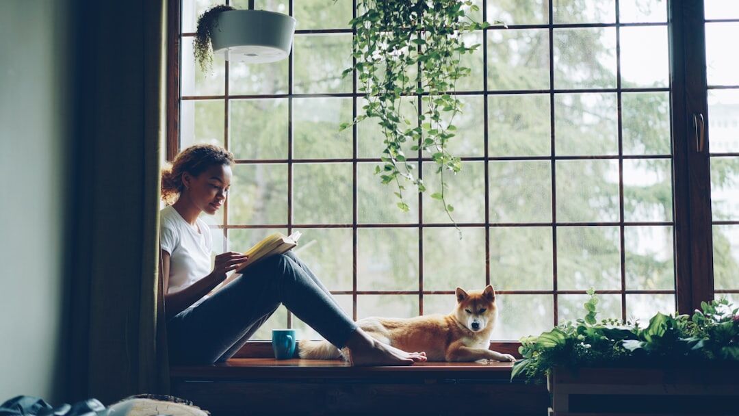 Person reading a book by a window with soft light