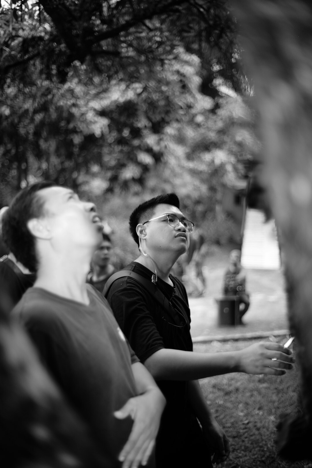Group of friends laughing together outdoors